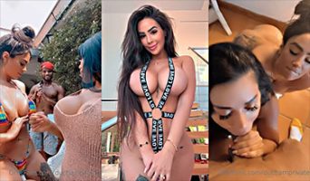 Samie Duchamp formanto trio con tetonas al aire libre