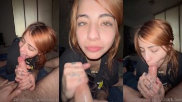 Hermosa jovencita chupando una verga peluda