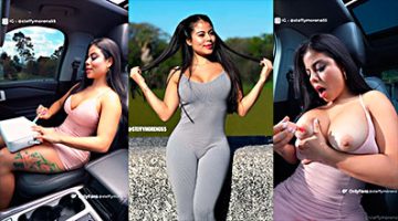 Colombiana culona masturbandose con su vibrador en el auto