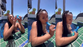 Lola teases chupando un dildo largo