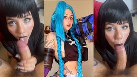 Kinechan chupando una polla larga peluda