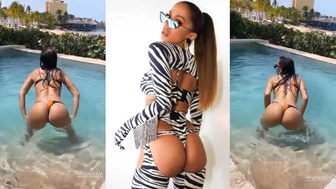 Cantante anitta bailando twerking en la piscina